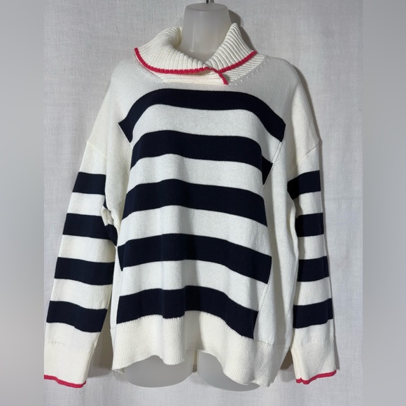T by Talbots Coolmax stripped Shawl collar sweater Size XL - Picture 3 of 12